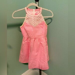 Lilly Pulitzer 12Y Kinsley Dress Pink Cosmo Seersucker Stripe
